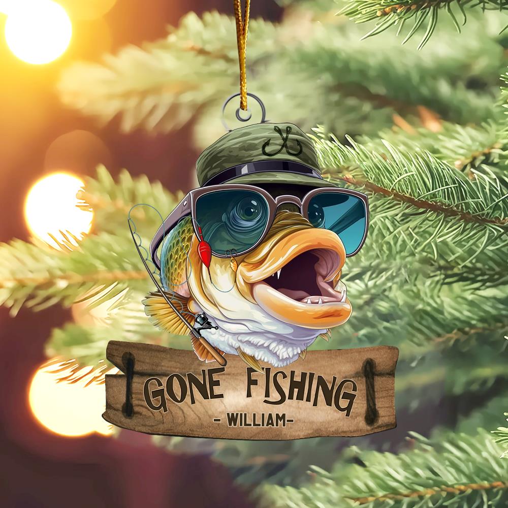Gone Fishing Fishing Bass Fish Fisherman - Personalized Acrylic Ornament Nh00