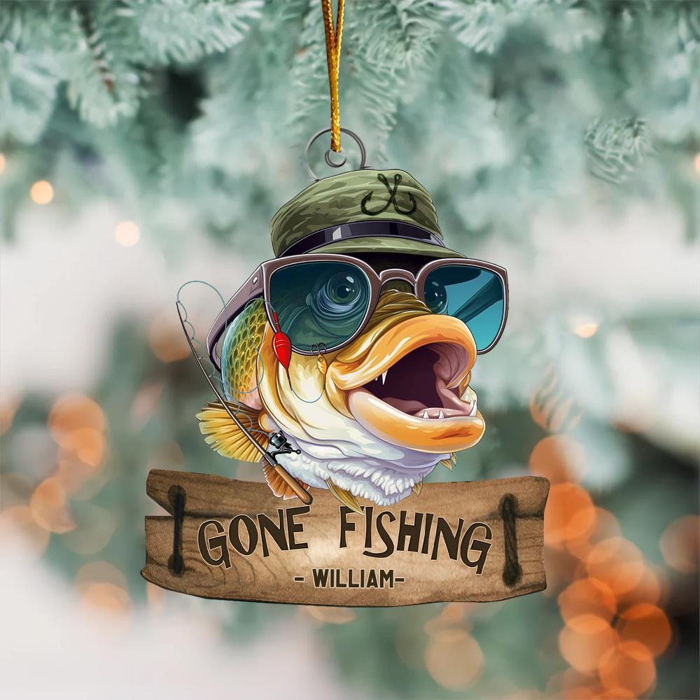 Gone Fishing Fishing Bass Fish Fisherman - Personalized Acrylic Ornament Nh00