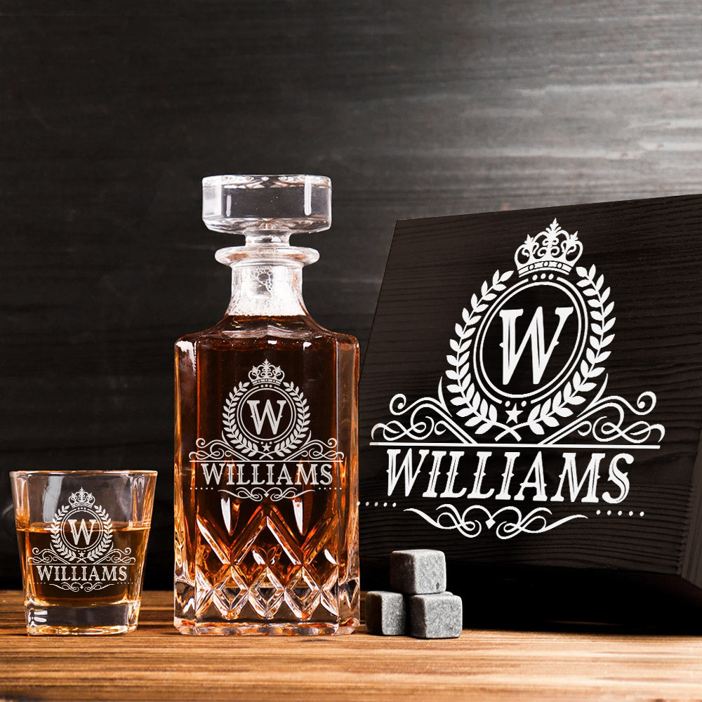 Royal Vintage Luxury Decanter Set Custom Name Whiskey Decanter Gift For Dad Father H2511