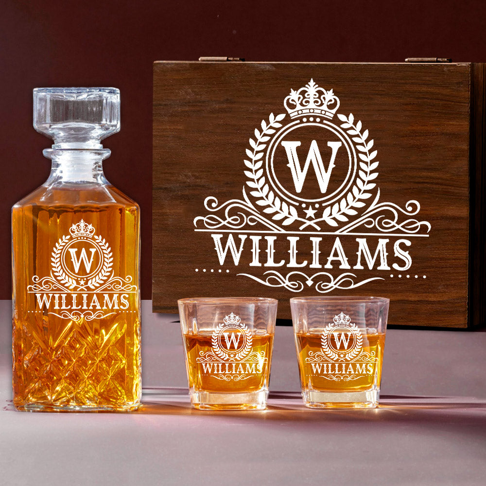 Royal Vintage Luxury Decanter Set Custom Name Whiskey Decanter Gift For Dad Father H2511