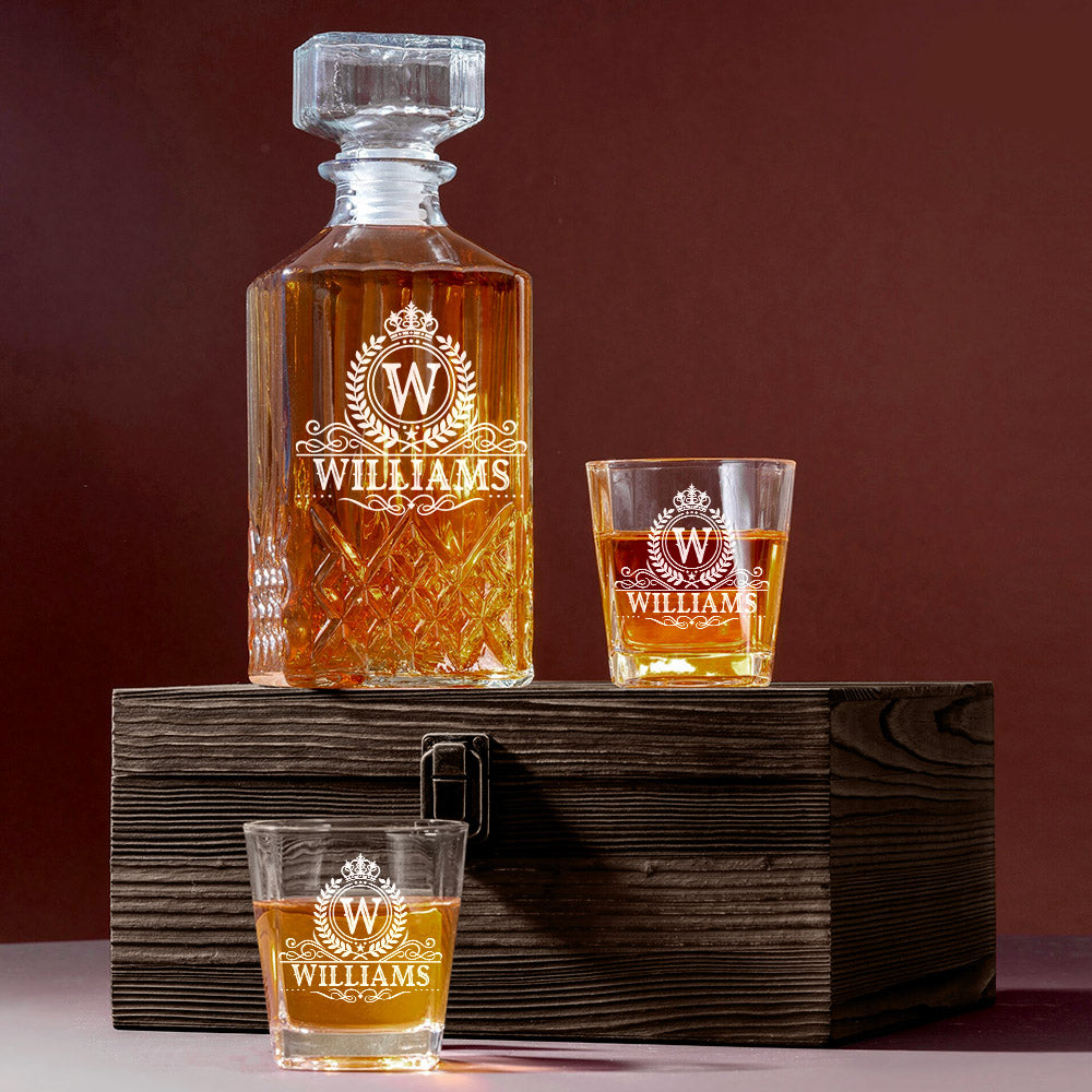 Royal Vintage Luxury Decanter Set Custom Name Whiskey Decanter Gift For Dad Father H2511