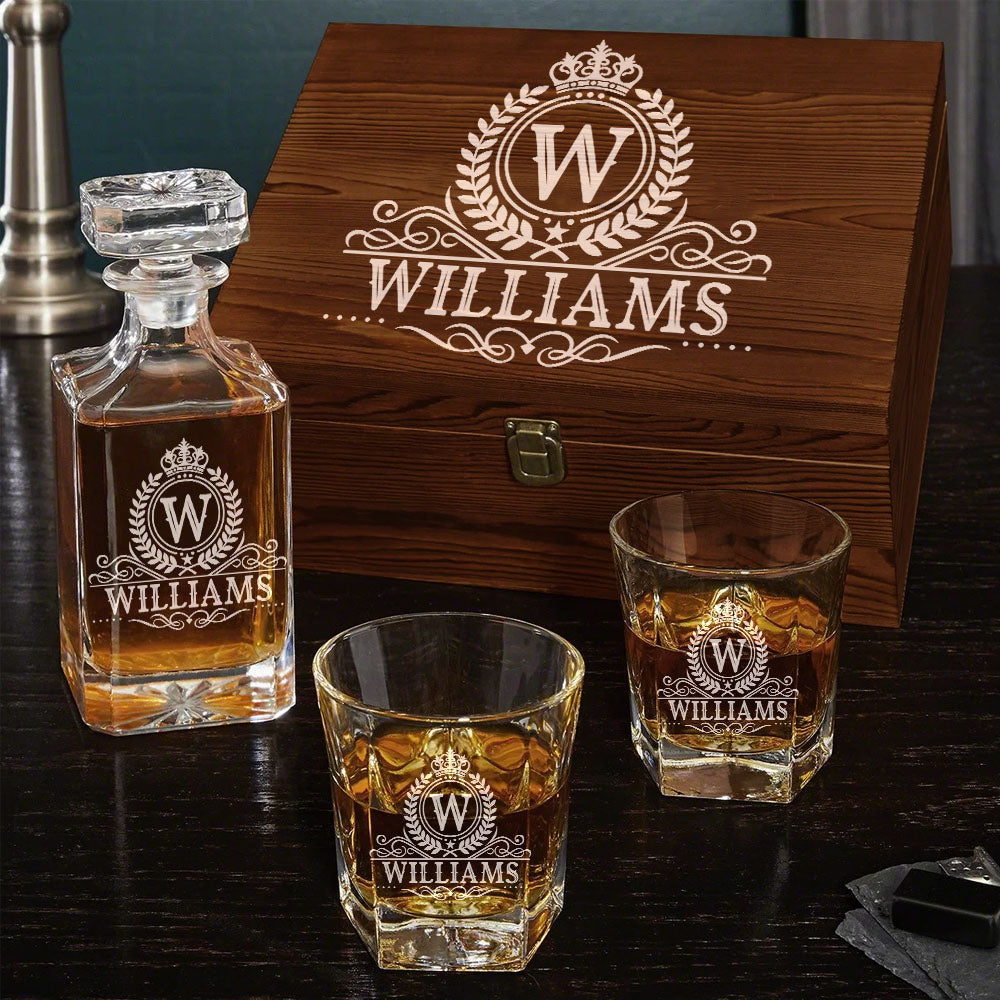 Royal Vintage Luxury Decanter Set Custom Name Whiskey Decanter Gift For Dad Father H2511