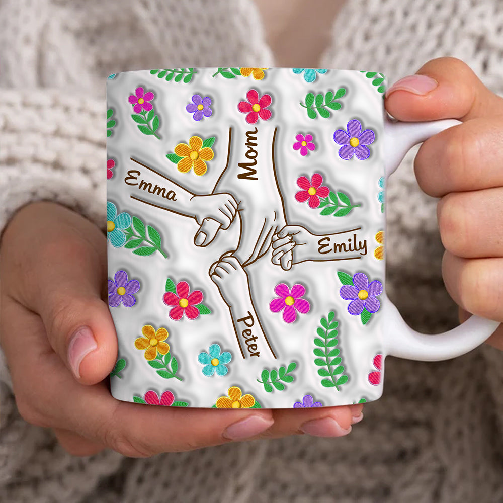 Mother's Day - Personalized Holding Mom‘s Hand 3D Inflated Effect Mug