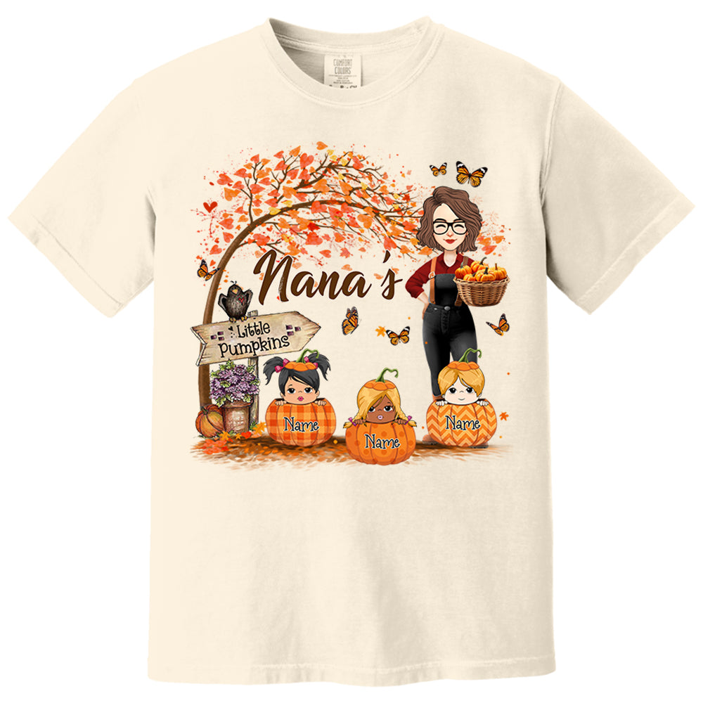 Personalized Grandma's Little Pumpkin Autumn Shirt New Nh00