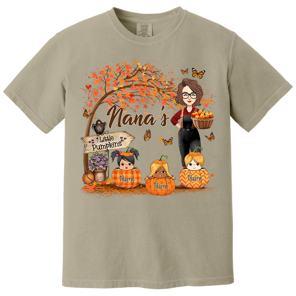Personalized Grandma's Little Pumpkin Autumn Shirt New Nh00