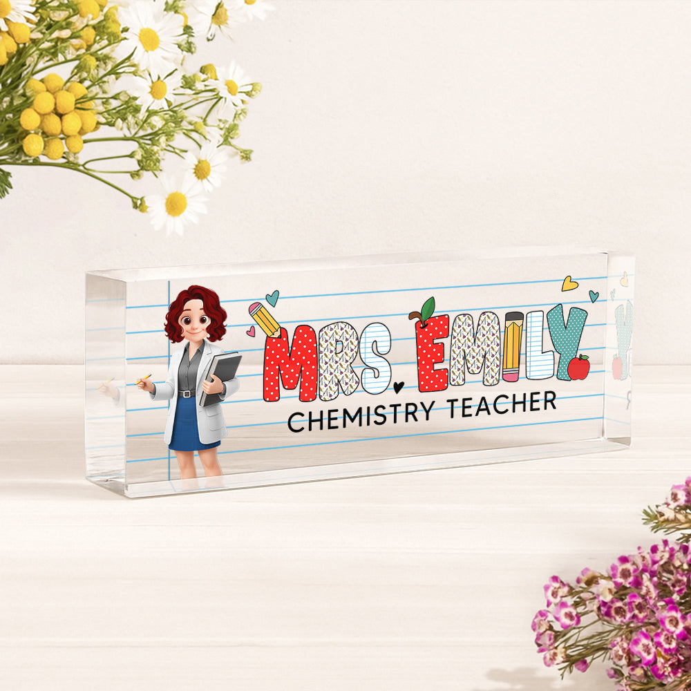 Personalized Teacher Acrylic Desk Name Plate, Back To School Gift For Teacher A2110  Hv01