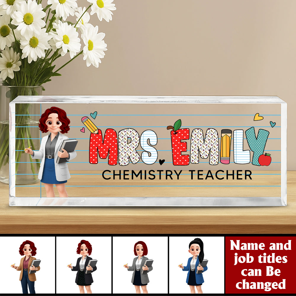 Personalized Teacher Acrylic Desk Name Plate, Back To School Gift For Teacher A2110  Hv01