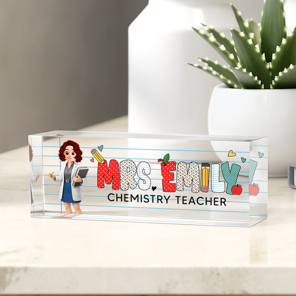 Personalized Teacher Acrylic Desk Name Plate, Back To School Gift For Teacher A2110  Hv01