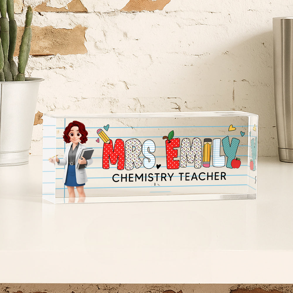 Personalized Teacher Acrylic Desk Name Plate, Back To School Gift For Teacher A2110  Hv01