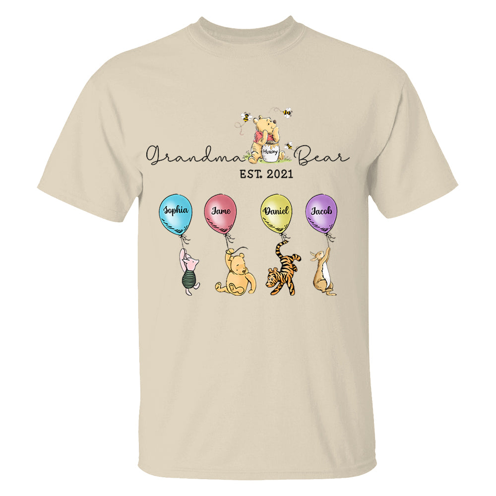 Grandma Bear And Grandkids - Personalized Shirt For Grandma Pt99