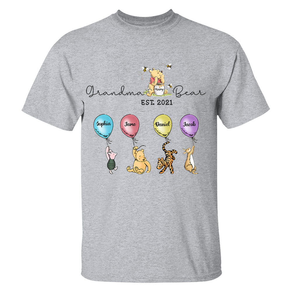 Grandma Bear And Grandkids - Personalized Shirt For Grandma Pt99