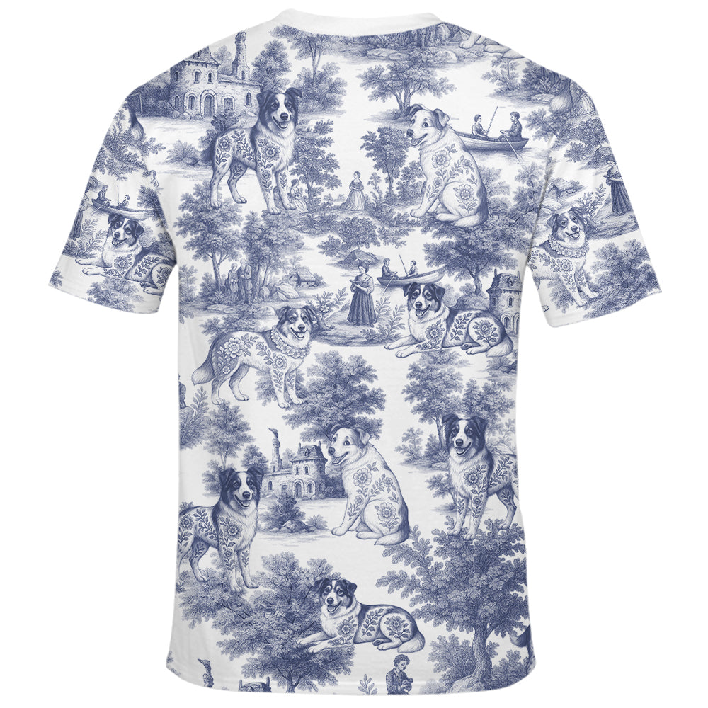 Australian Shepherd, Custom Dog Mom Style Gift Toile De Jouy Chinoiseries, Personalized All Over Print Shirt T1807 Hv01