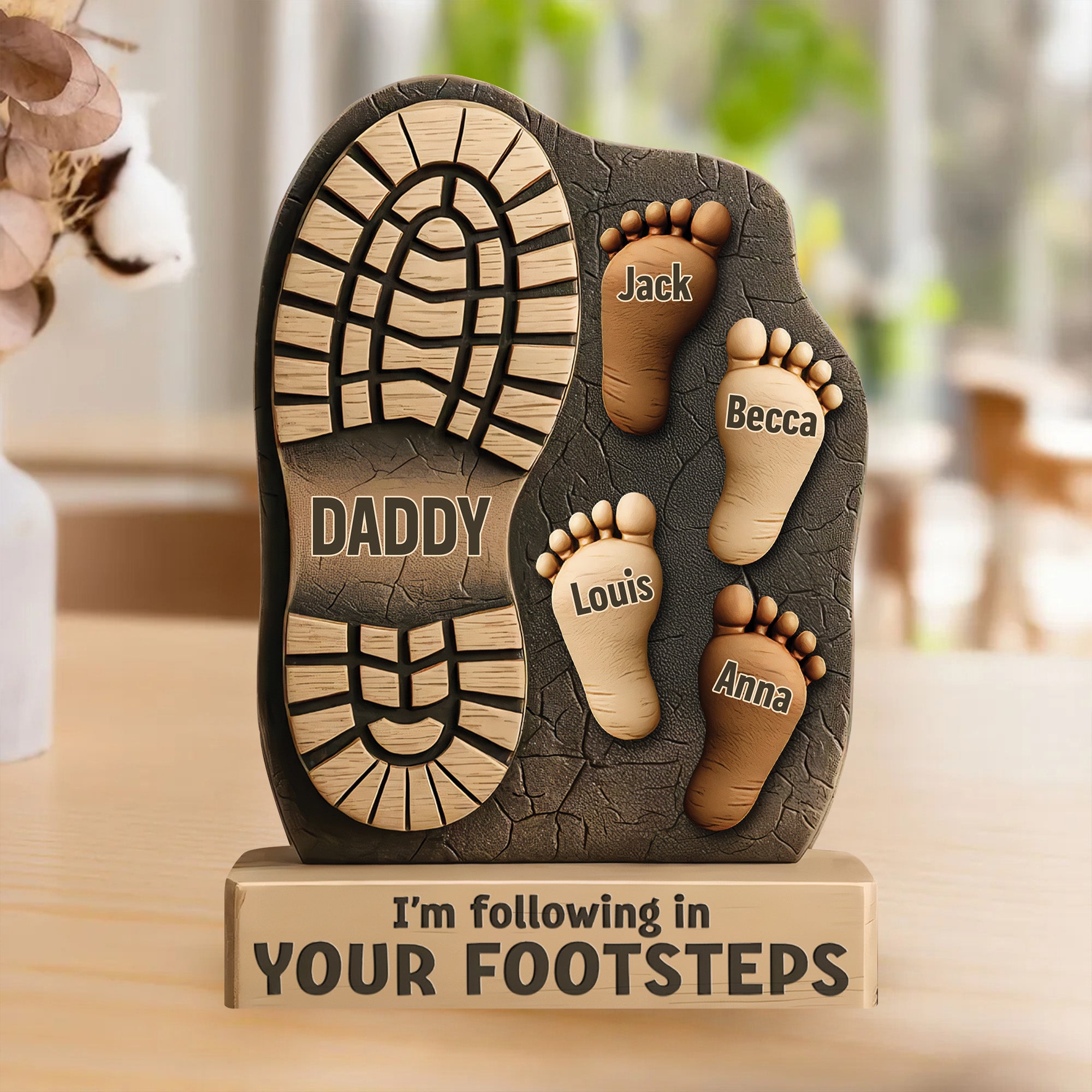 I'm Following In Your Footsteps - Family Personalized Custom Acrylic Plaque Custom Shape - Father's Day, Gift For Dad, Grandpa Tu24