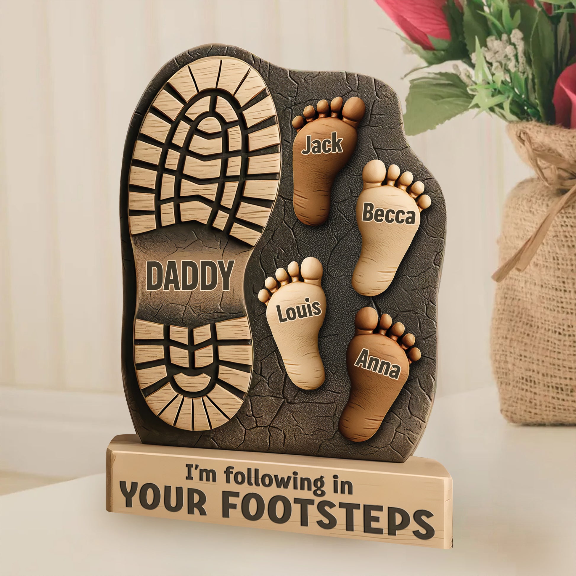 I'm Following In Your Footsteps - Family Personalized Custom Acrylic Plaque Custom Shape - Father's Day, Gift For Dad, Grandpa Tu24