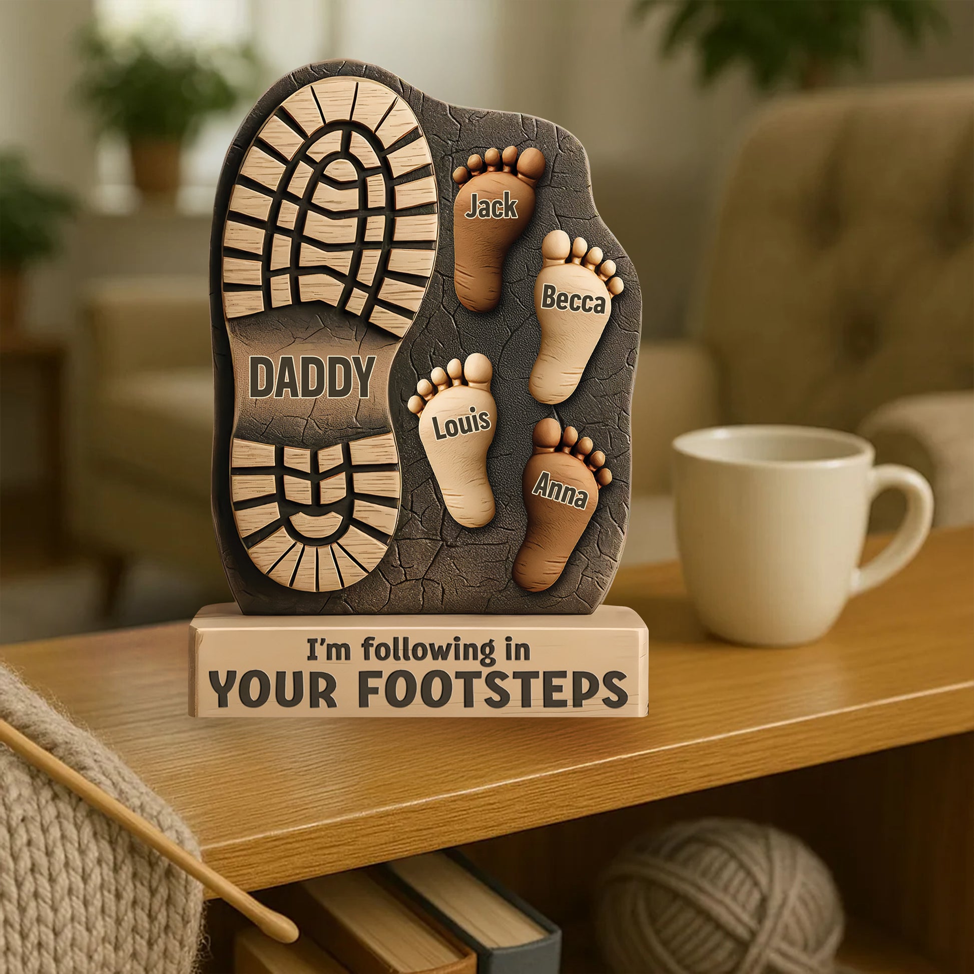 I'm Following In Your Footsteps - Family Personalized Custom Acrylic Plaque Custom Shape - Father's Day, Gift For Dad, Grandpa Tu24