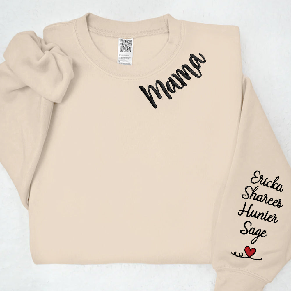 Custom Mama Embroidered Sweatshirt Hoodie with Kids Names For Mother's Day Gift Ideas