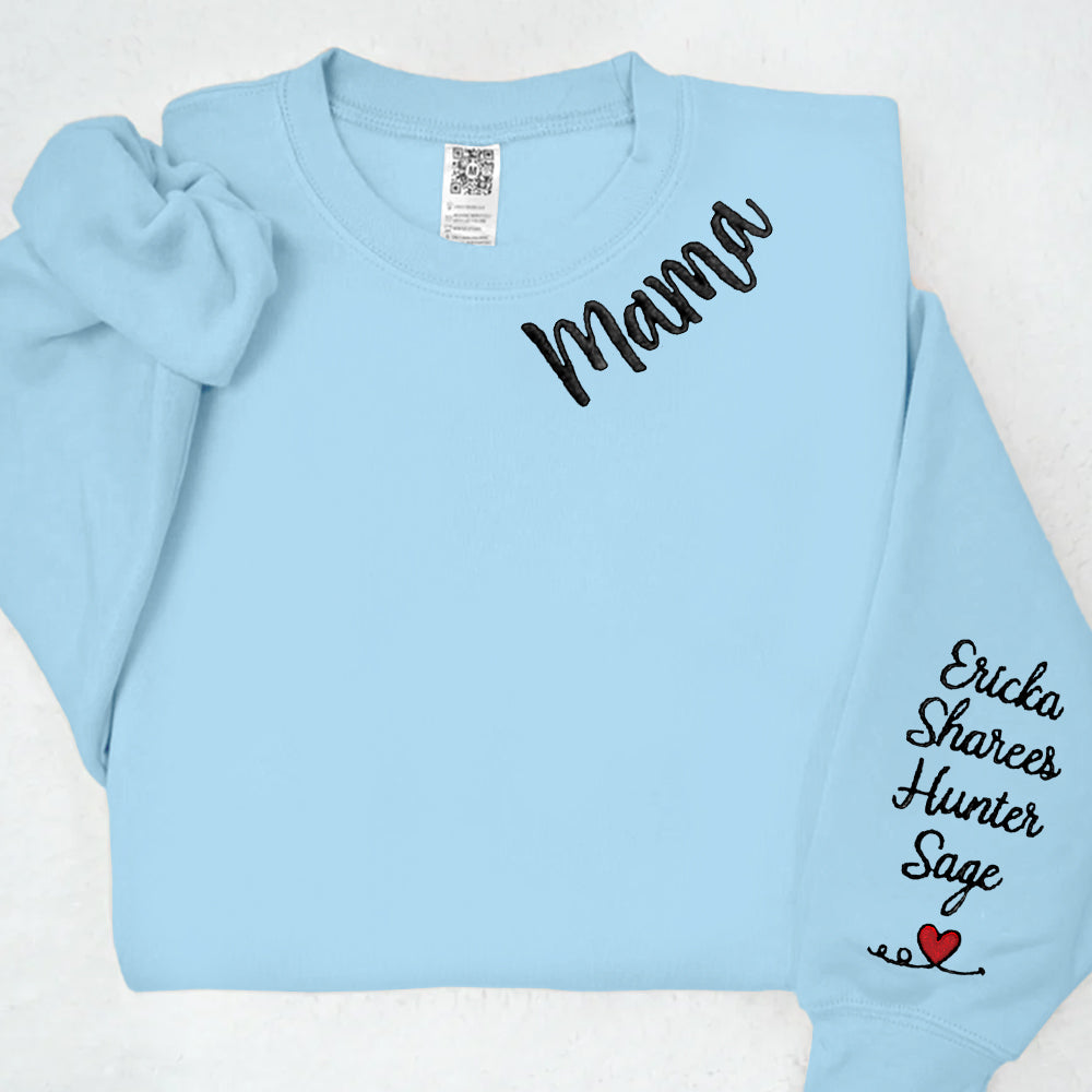 Custom Mama Embroidered Sweatshirt Hoodie with Kids Names For Mother's Day Gift Ideas