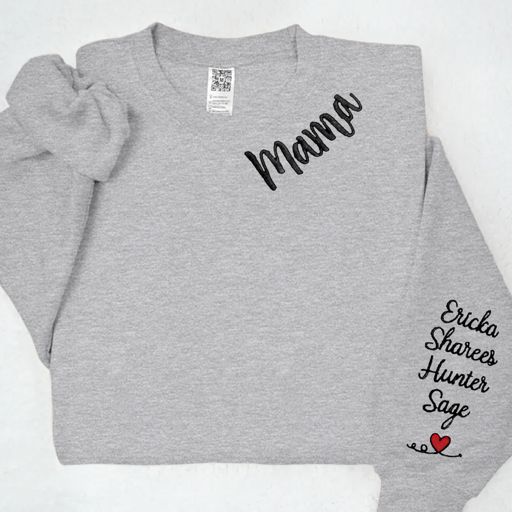 Custom Mama Embroidered Sweatshirt Hoodie with Kids Names For Mother's Day Gift Ideas