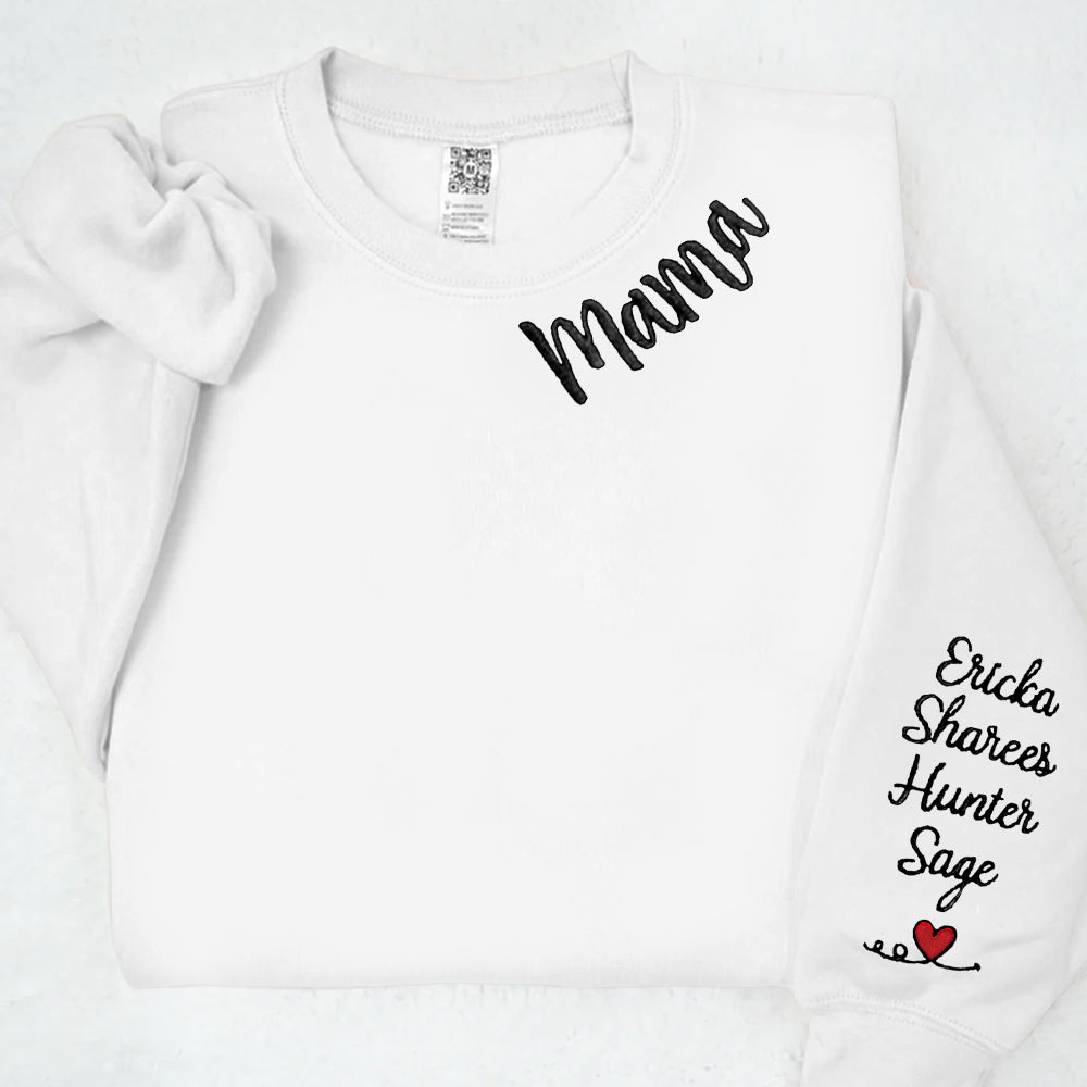 Custom Mama Embroidered Sweatshirt Hoodie with Kids Names For Mother's Day Gift Ideas