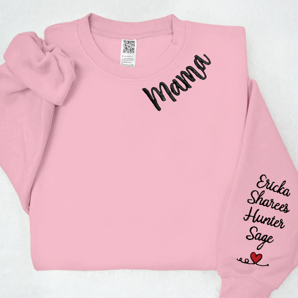 Custom Mama Embroidered Sweatshirt Hoodie with Kids Names For Mother's Day Gift Ideas