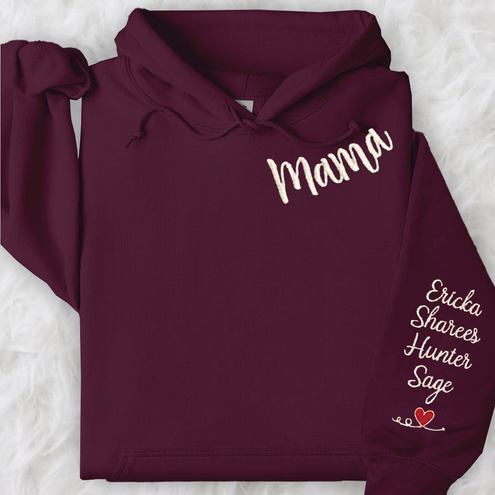 Custom Mama Embroidered Sweatshirt Hoodie with Kids Names For Mother's Day Gift Ideas