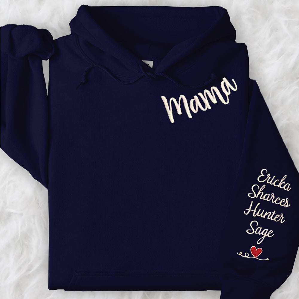 Custom Mama Embroidered Sweatshirt Hoodie with Kids Names For Mother's Day Gift Ideas