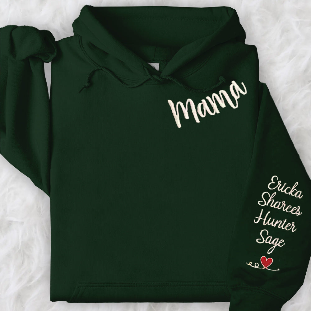 Custom Mama Embroidered Sweatshirt Hoodie with Kids Names For Mother's Day Gift Ideas