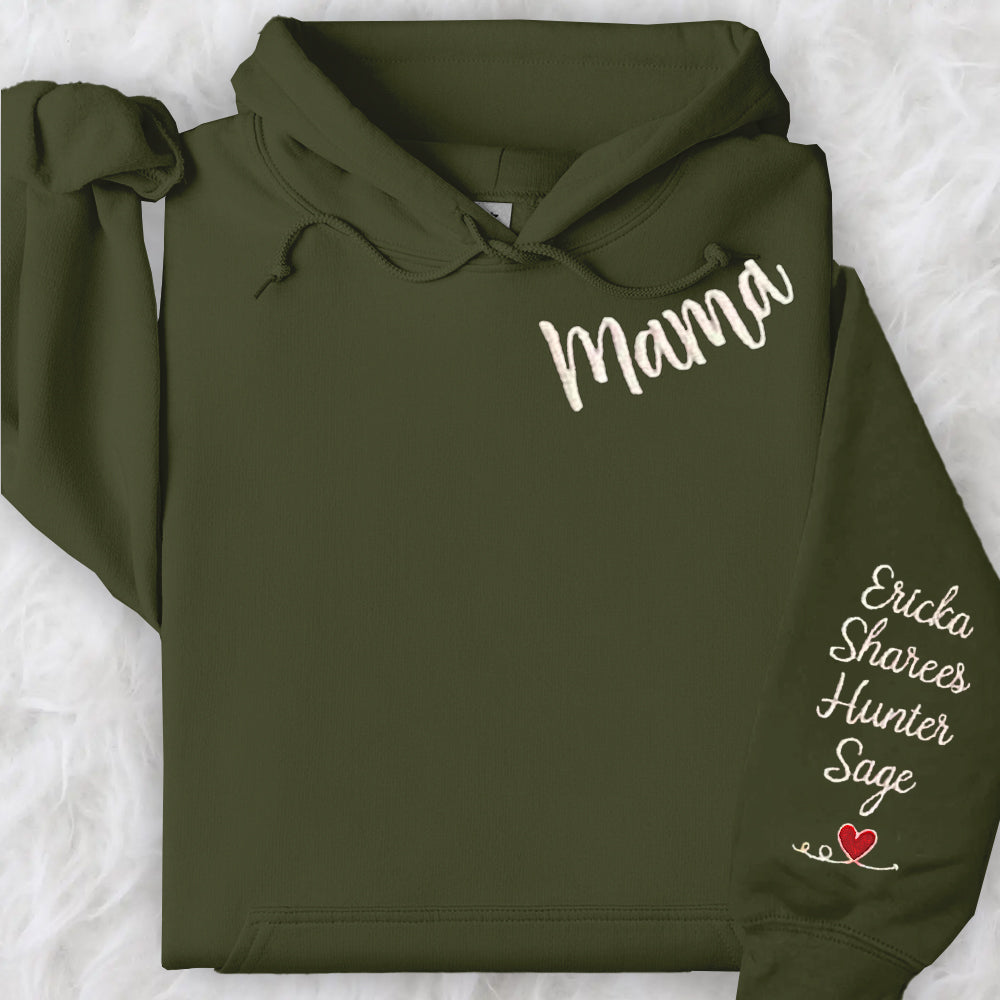 Custom Mama Embroidered Sweatshirt Hoodie with Kids Names For Mother's Day Gift Ideas