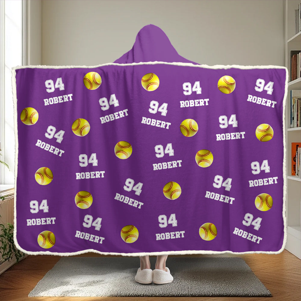 Personalized Softball Wearable Blanket Hoodie For Sport Lovers, Sport Players Tu20