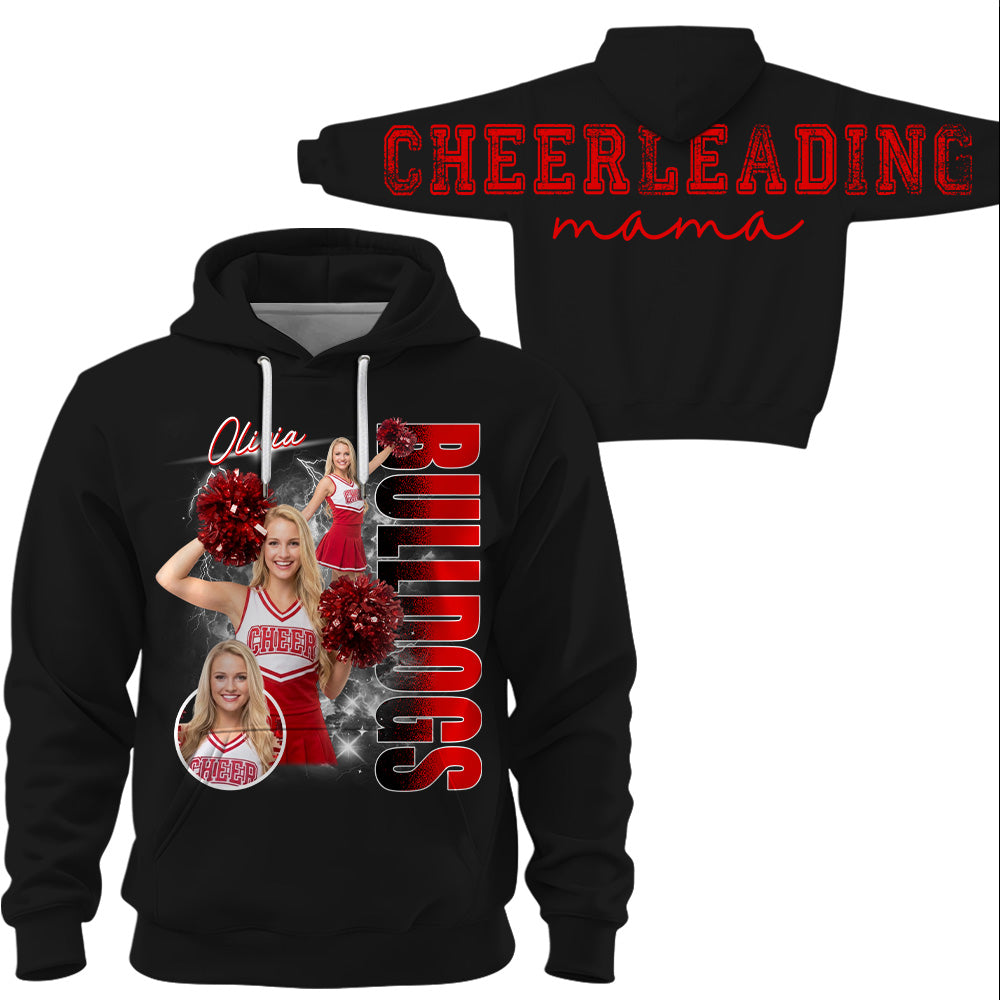 Personalized Chearleading Mom Sweatshirt, Custom Large Back Graphic Cheer, Gift For Cheer Mom Cheerleader Lovers MI209 VH01