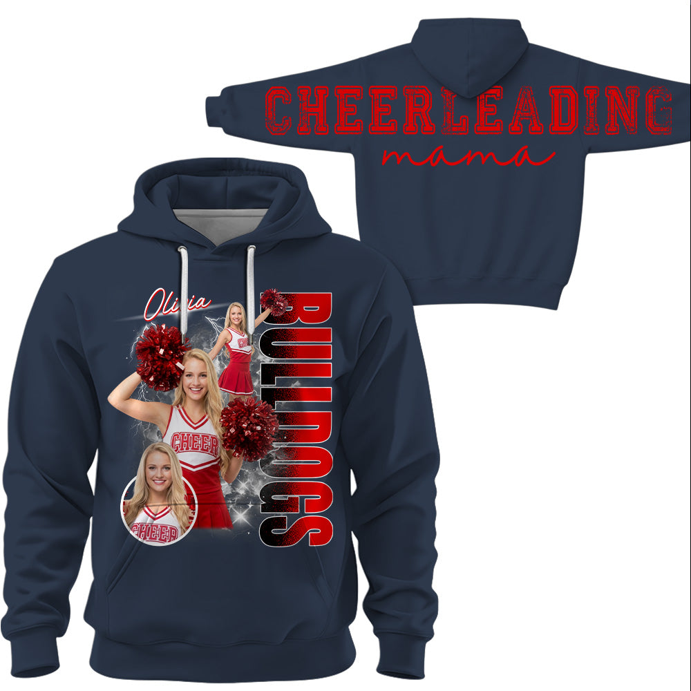 Personalized Chearleading Mom Sweatshirt, Custom Large Back Graphic Cheer, Gift For Cheer Mom Cheerleader Lovers MI209 VH01