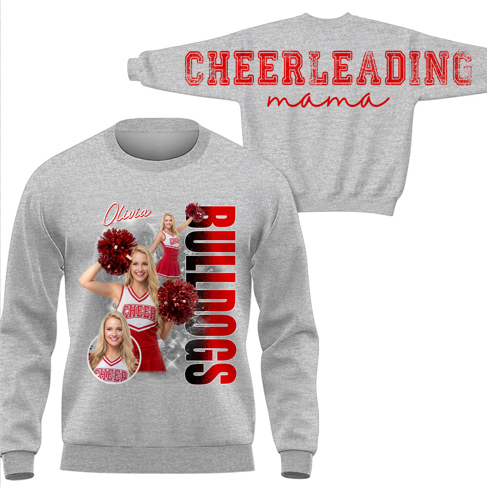 Personalized Chearleading Mom Sweatshirt, Custom Large Back Graphic Cheer, Gift For Cheer Mom Cheerleader Lovers MI209 VH01