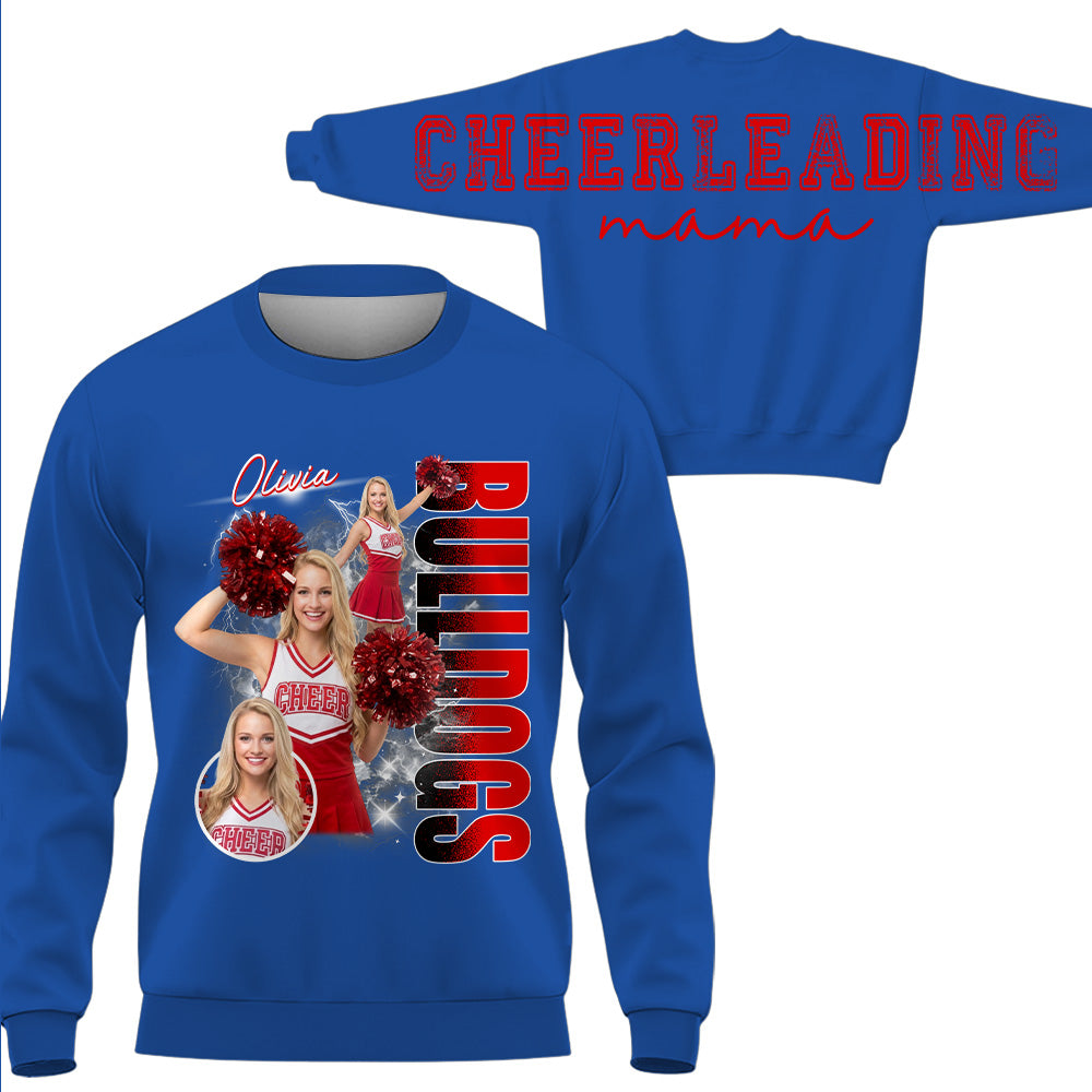 Personalized Chearleading Mom Sweatshirt, Custom Large Back Graphic Cheer, Gift For Cheer Mom Cheerleader Lovers MI209 VH01