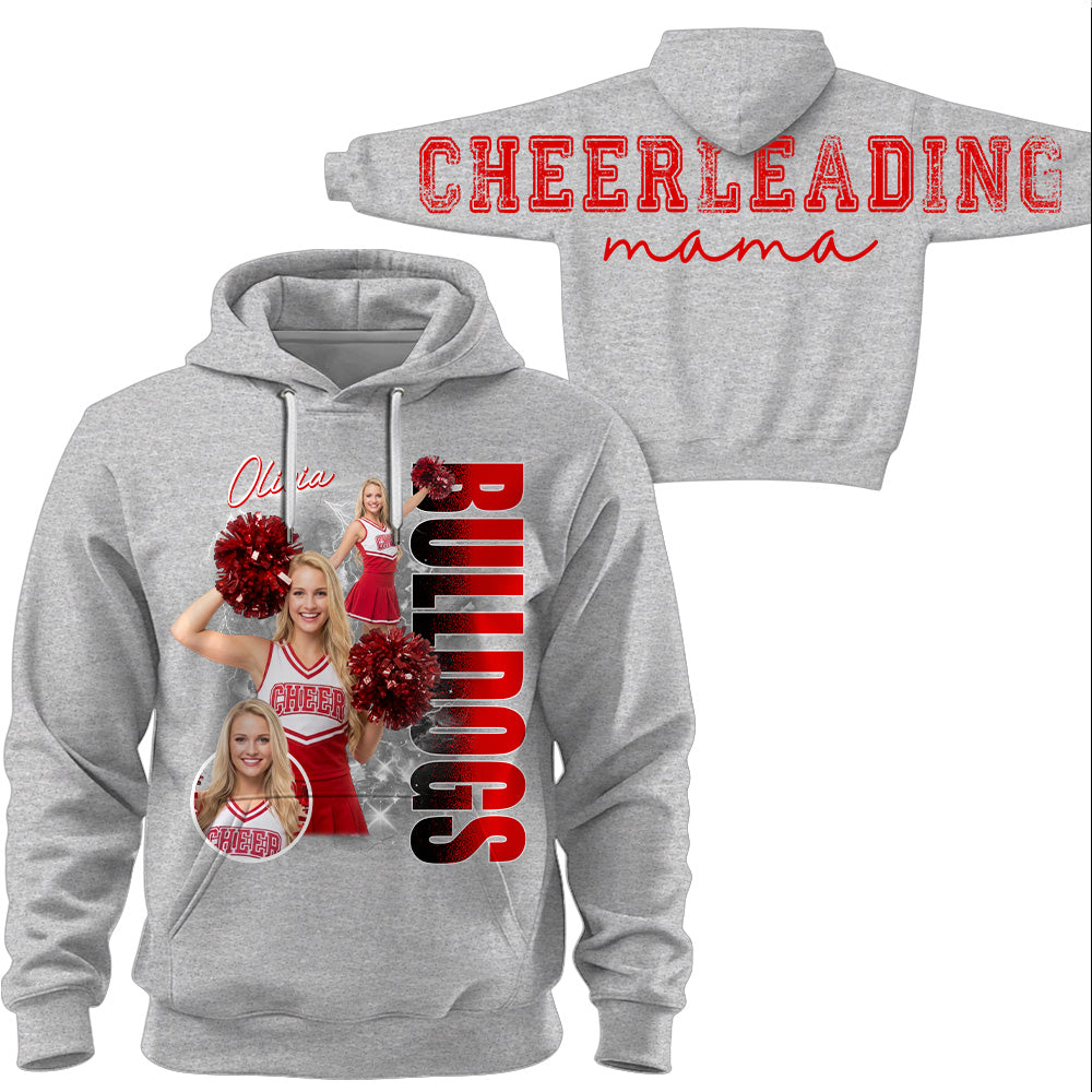 Personalized Chearleading Mom Sweatshirt, Custom Large Back Graphic Cheer, Gift For Cheer Mom Cheerleader Lovers MI209 VH01