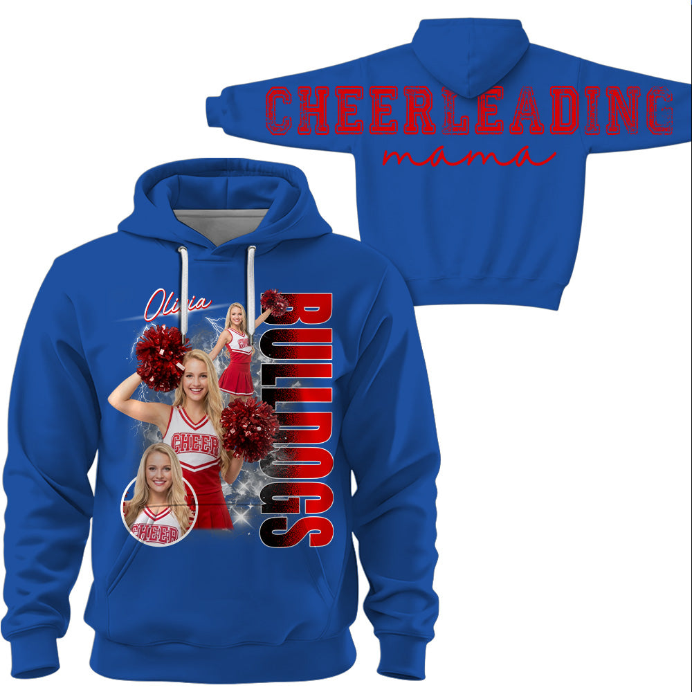 Personalized Chearleading Mom Sweatshirt, Custom Large Back Graphic Cheer, Gift For Cheer Mom Cheerleader Lovers MI209 VH01