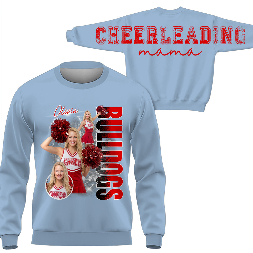 Personalized Chearleading Mom Sweatshirt, Custom Large Back Graphic Cheer, Gift For Cheer Mom Cheerleader Lovers MI209 VH01