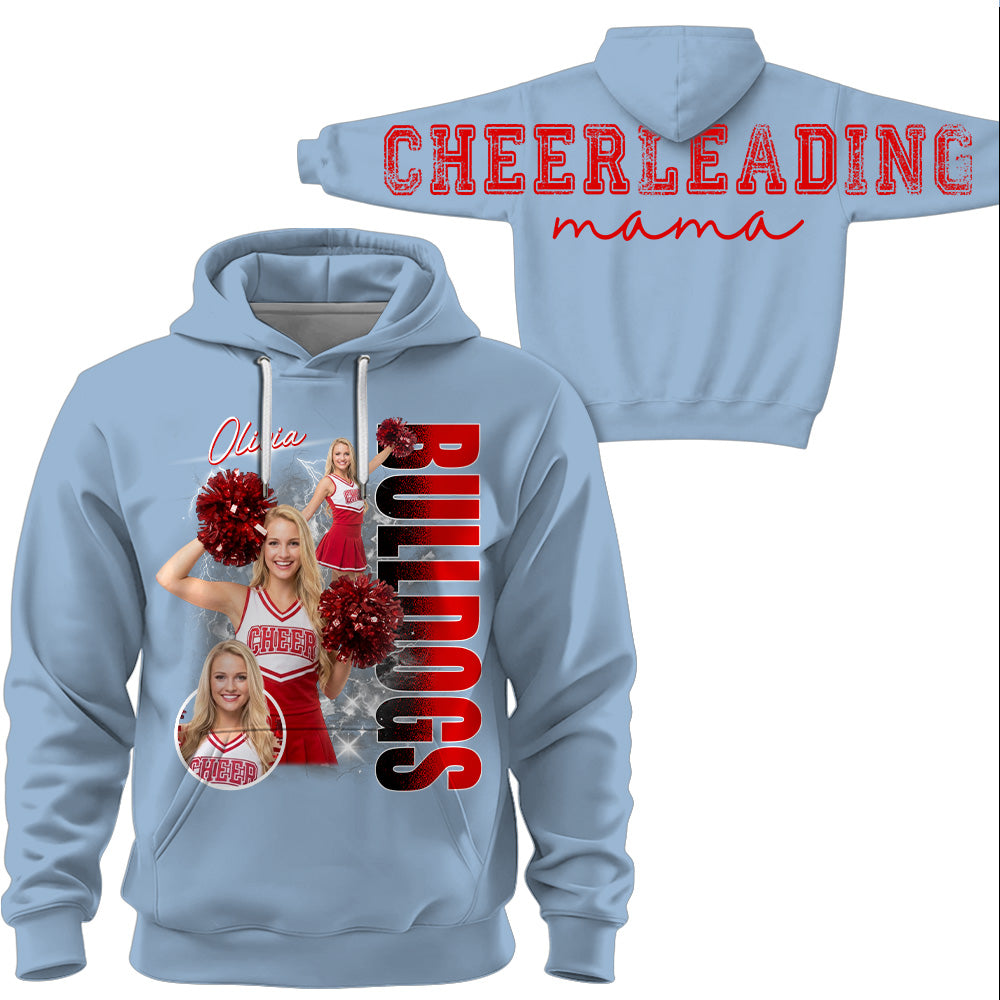 Personalized Chearleading Mom Sweatshirt, Custom Large Back Graphic Cheer, Gift For Cheer Mom Cheerleader Lovers MI209 VH01