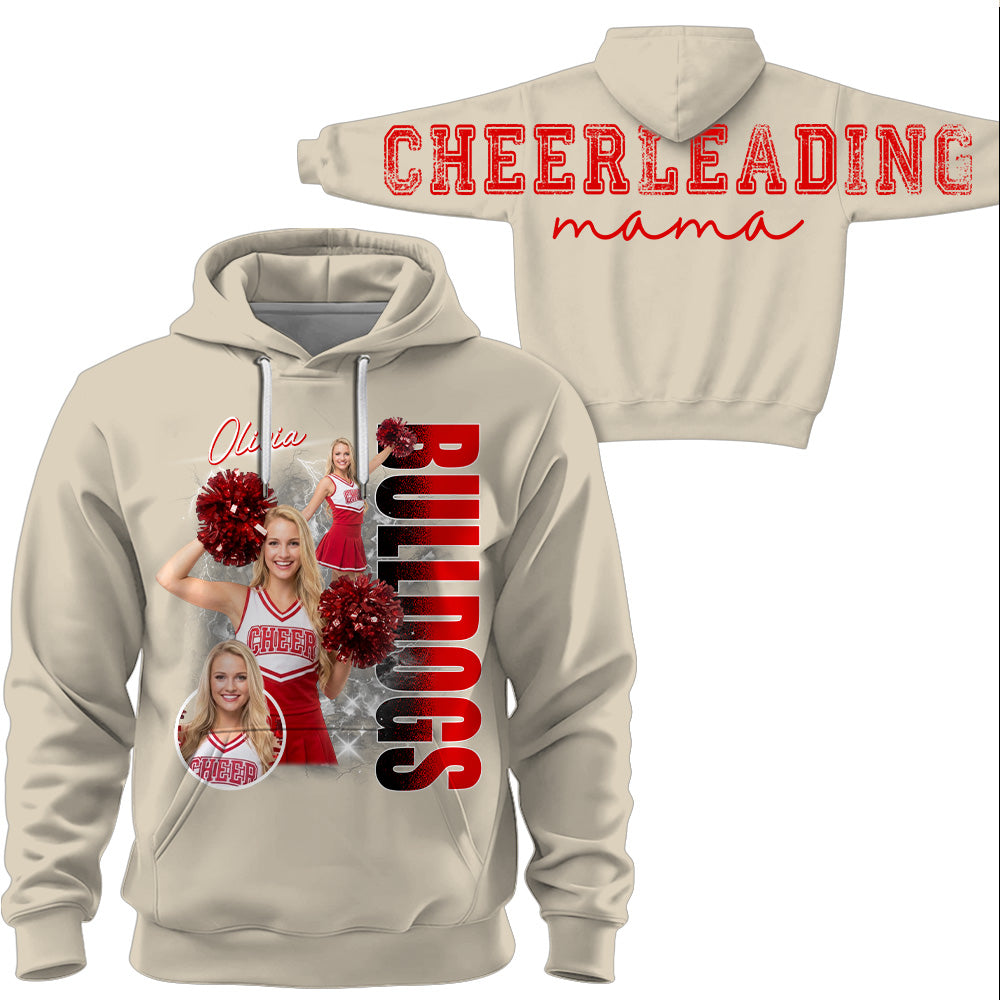 Personalized Chearleading Mom Sweatshirt, Custom Large Back Graphic Cheer, Gift For Cheer Mom Cheerleader Lovers MI209 VH01
