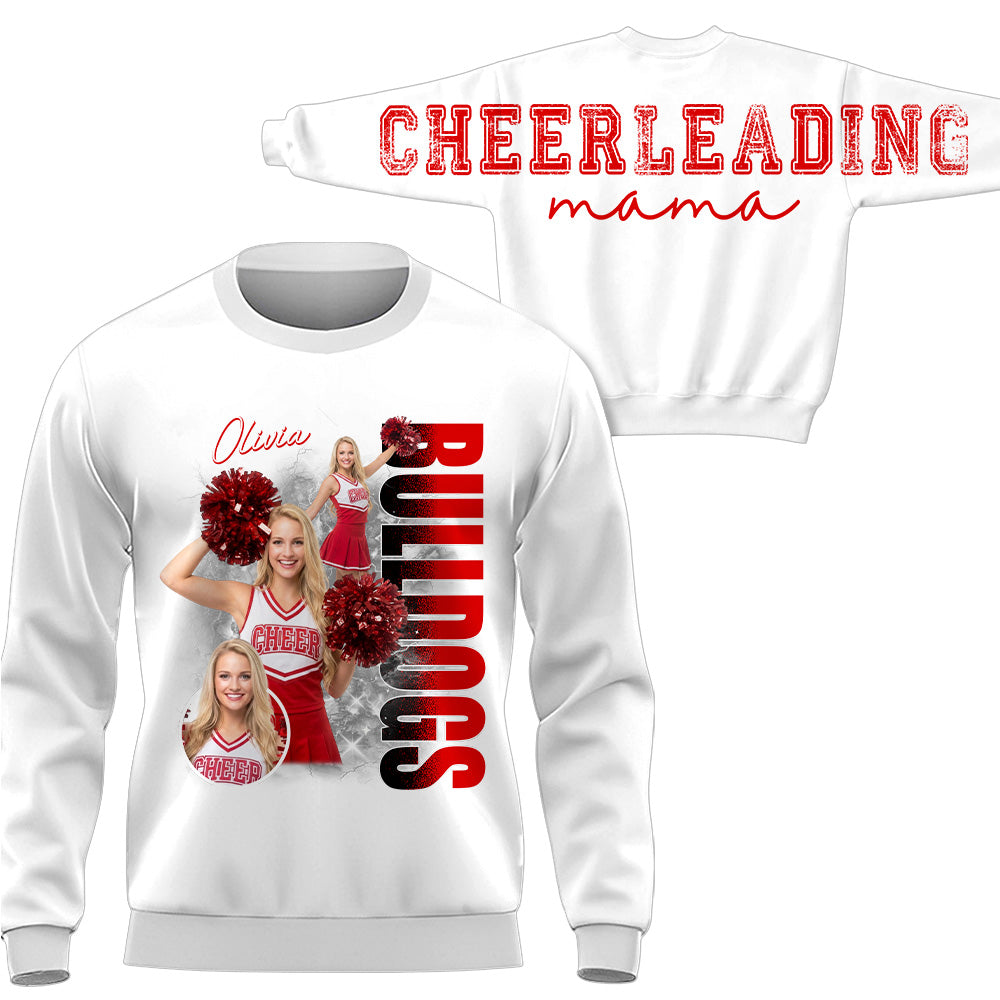 Personalized Chearleading Mom Sweatshirt, Custom Large Back Graphic Cheer, Gift For Cheer Mom Cheerleader Lovers MI209 VH01