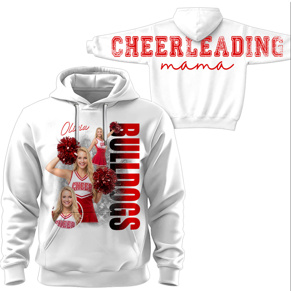 Personalized Chearleading Mom Sweatshirt, Custom Large Back Graphic Cheer, Gift For Cheer Mom Cheerleader Lovers MI209 VH01