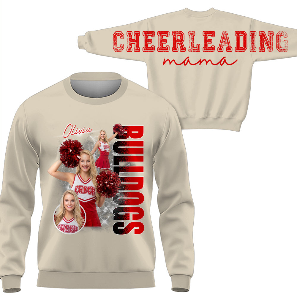 Personalized Chearleading Mom Sweatshirt, Custom Large Back Graphic Cheer, Gift For Cheer Mom Cheerleader Lovers MI209 VH01