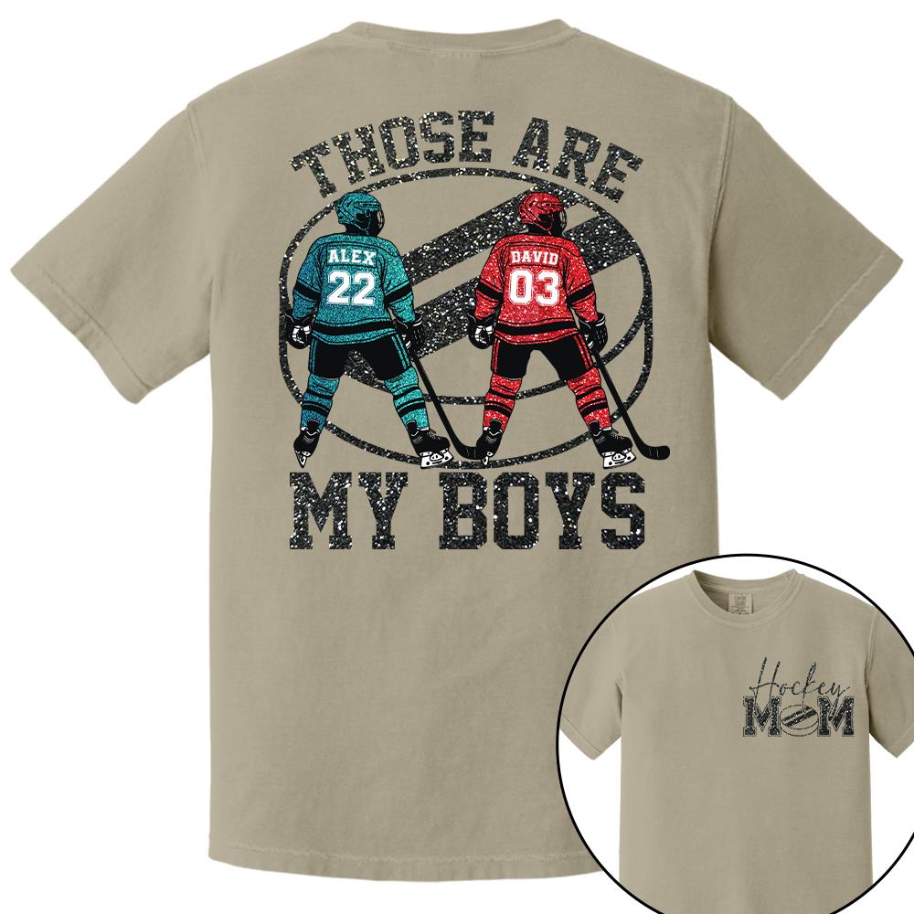 Personalized Ice Hockey Mom Shirt, Those Are My Boy Sweatshirt, Ice Hockey Kids Game Day Tee Na02 Nh00