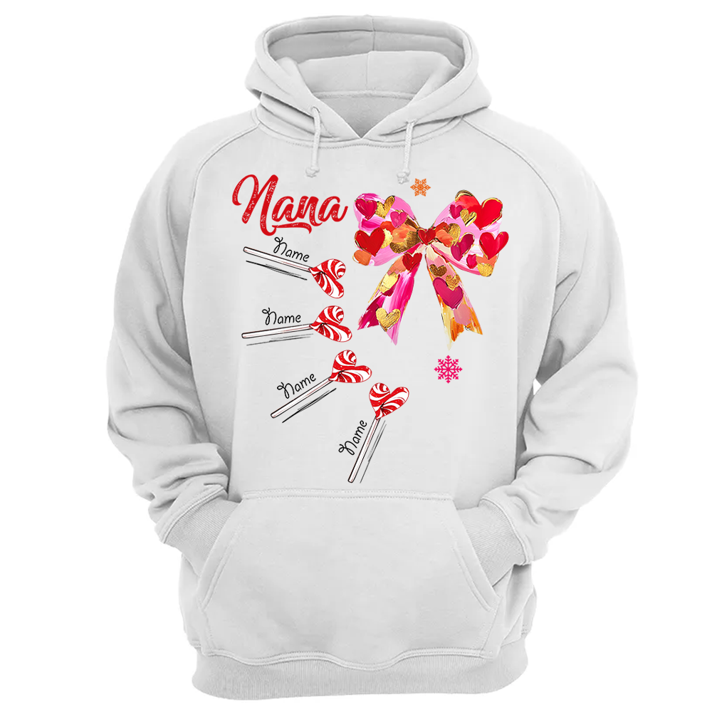 Personalized Grandma Valentine Coquette Bow Shirt, Custom Nana Mimi Funny Valentine Shirt Pa00