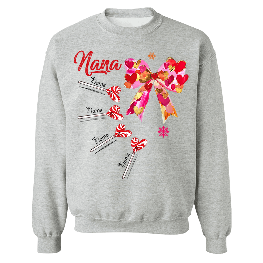 Personalized Grandma Valentine Coquette Bow Shirt, Custom Nana Mimi Funny Valentine Shirt Pa00
