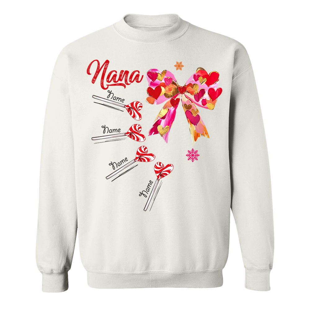 Personalized Grandma Valentine Coquette Bow Shirt, Custom Nana Mimi Funny Valentine Shirt Pa00