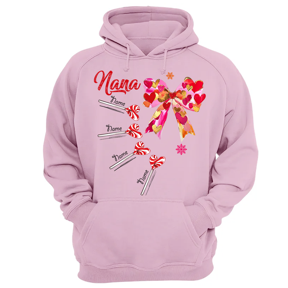 Personalized Grandma Valentine Coquette Bow Shirt, Custom Nana Mimi Funny Valentine Shirt Pa00