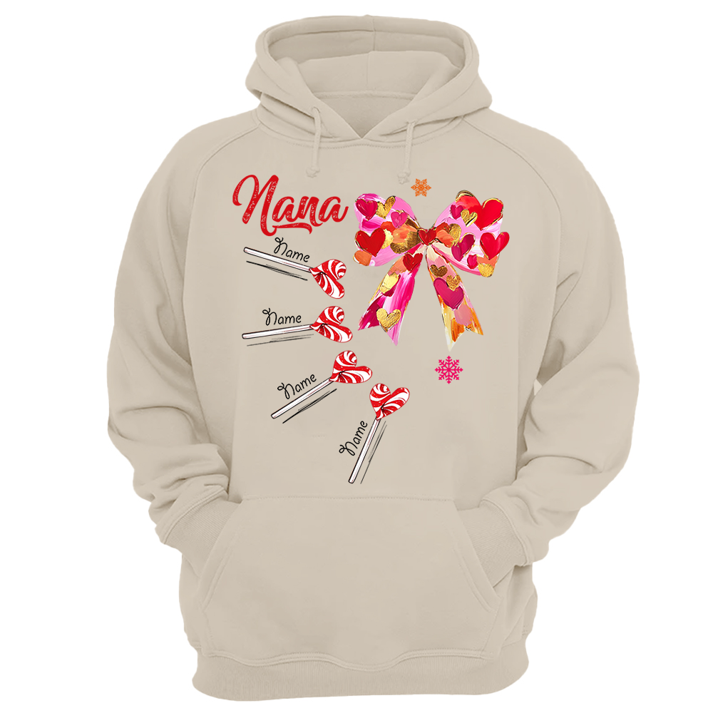 Personalized Grandma Valentine Coquette Bow Shirt, Custom Nana Mimi Funny Valentine Shirt Pa00