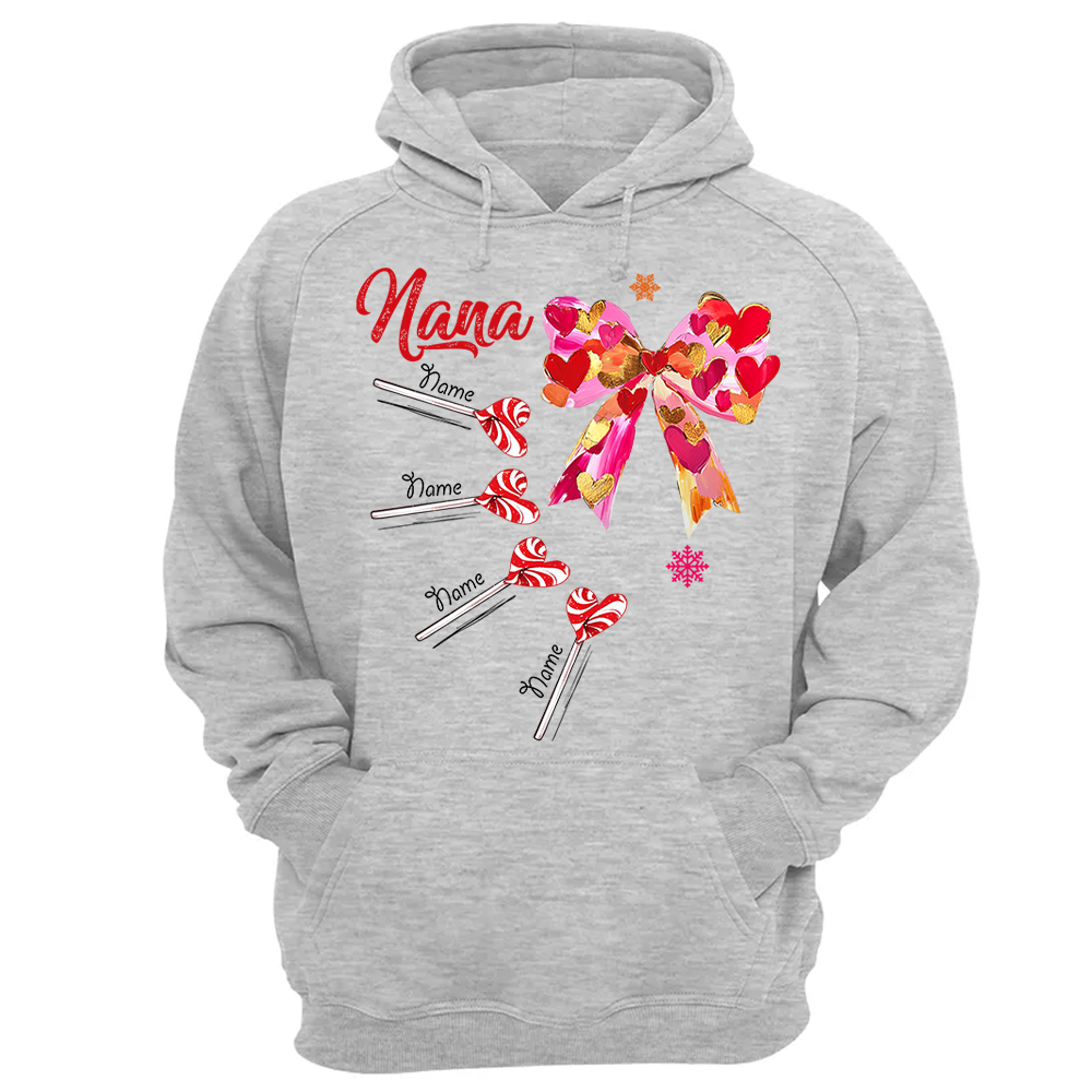 Personalized Grandma Valentine Coquette Bow Shirt, Custom Nana Mimi Funny Valentine Shirt Pa00