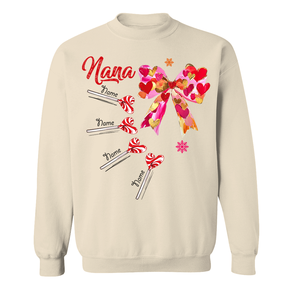 Personalized Grandma Valentine Coquette Bow Shirt, Custom Nana Mimi Funny Valentine Shirt Pa00