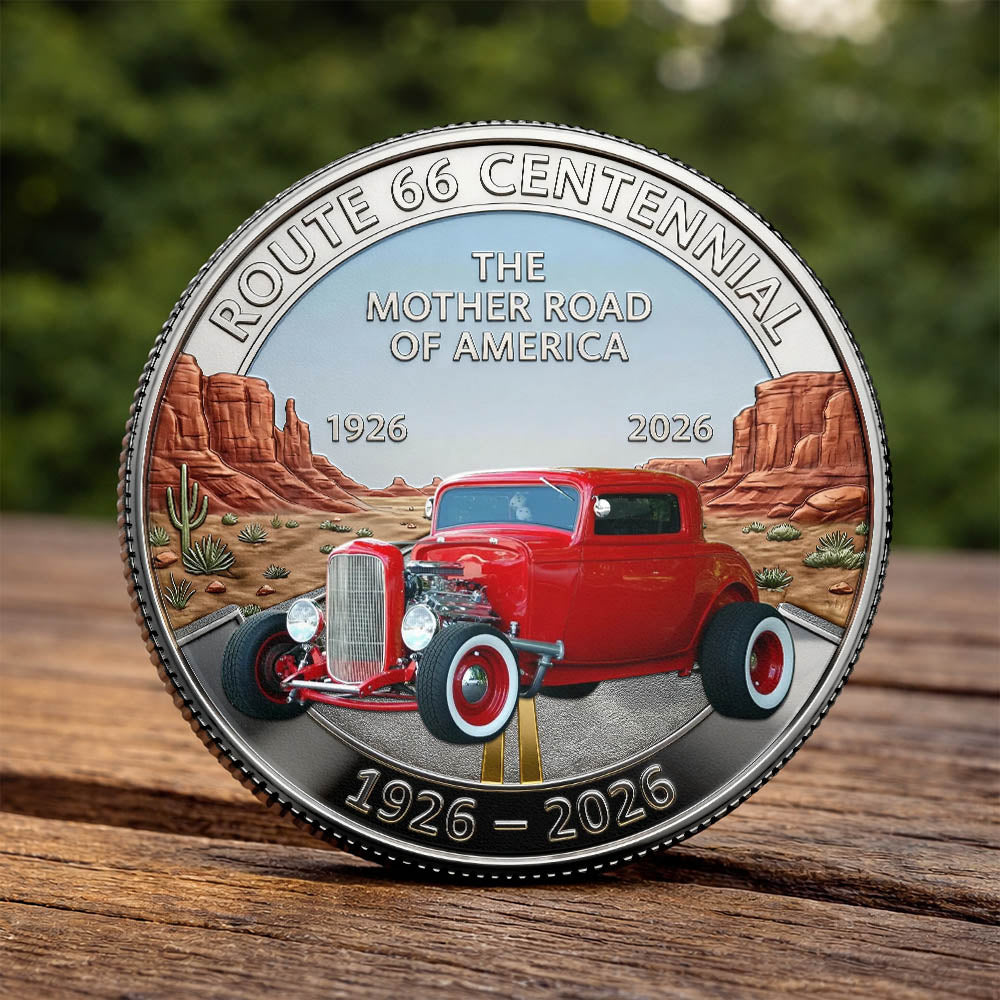 Celebrate 100 Years of Road Route 66 and America 250th Anniversary - Personalized Hot Rods Photo Commemorative Coin A2110